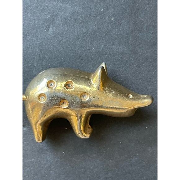 Vintage Brass Metal Pig Piglet Cork Screw 4" Barware Cocktail Whimsy Wine - Picture 2 of 5